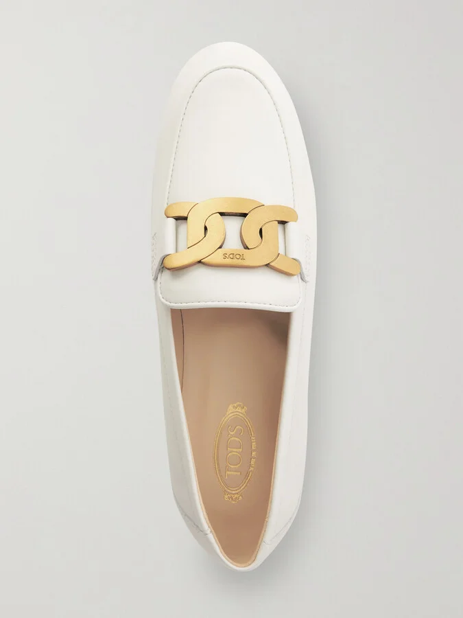 Tod's - Kate Embellished Leather Loafers - White