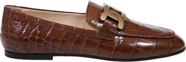 Tod's Kate Embossed Almond Toe Loafers