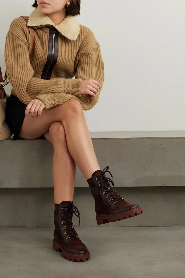 Tod's - Kate Leather-trimmed Suede Ankle Boots - Brown - Image 2