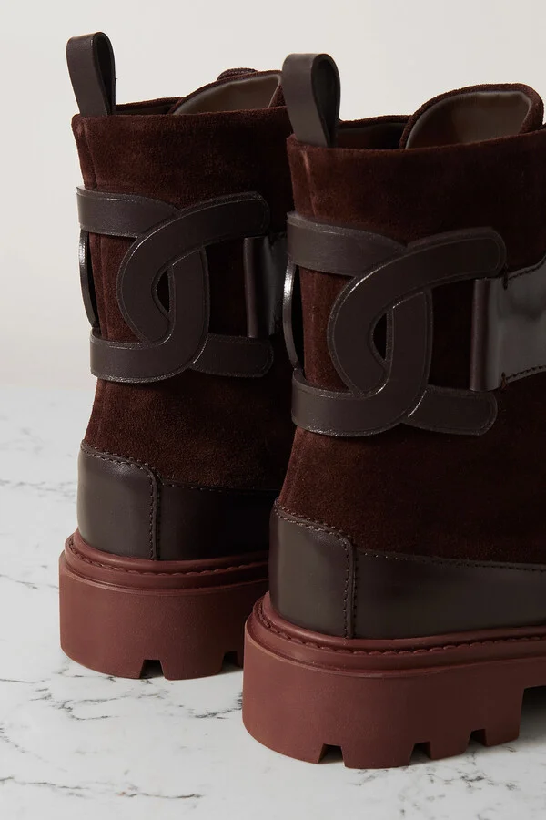 Tod's - Kate Leather-trimmed Suede Ankle Boots - Brown - Image 4