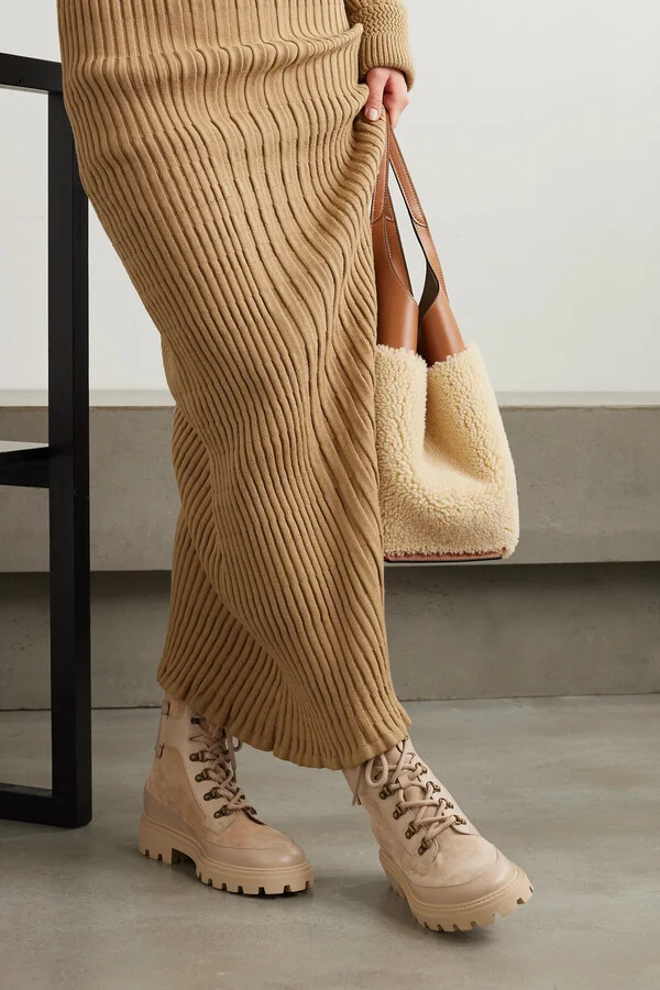 Tod's - Kate Leather-trimmed Suede Ankle Boots - Neutrals - Image 2