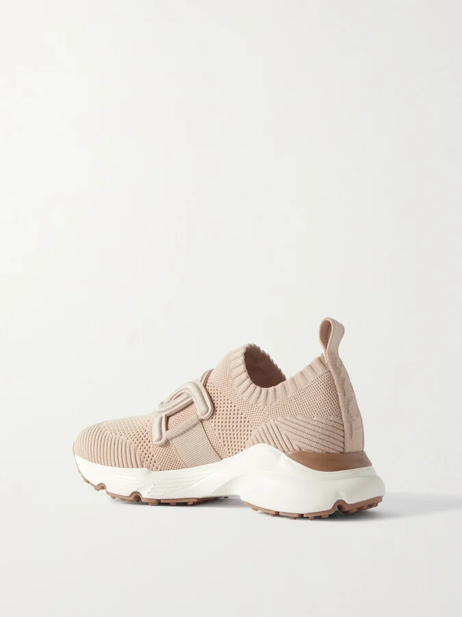 Tod's - Kate Rubber-trimmed Mesh And Stretch-knit Slip-on Sneakers - Neutrals - Image 3