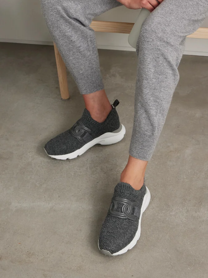 Tod's - Kate Rubber-trimmed Wool-blend Slip-on Sneakers - Gray - Image 2