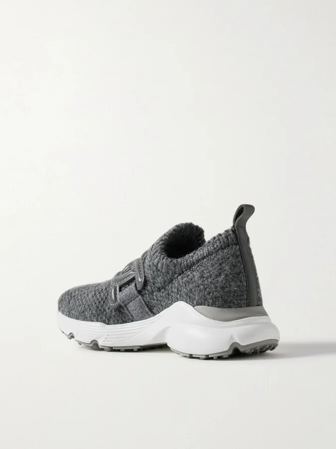 Tod's - Kate Rubber-trimmed Wool-blend Slip-on Sneakers - Gray - Image 3