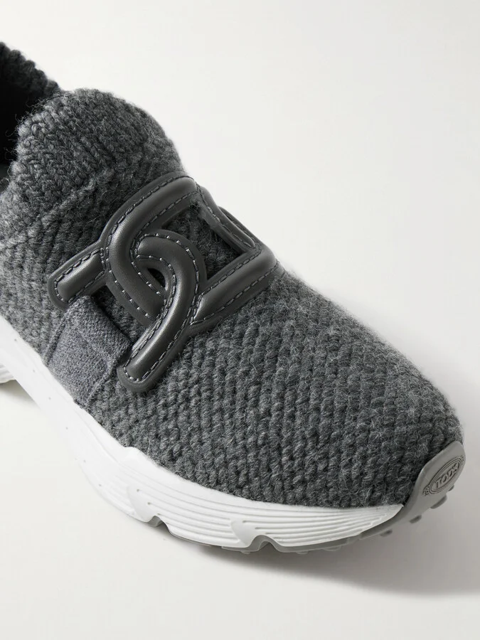 Tod's - Kate Rubber-trimmed Wool-blend Slip-on Sneakers - Gray - Image 4
