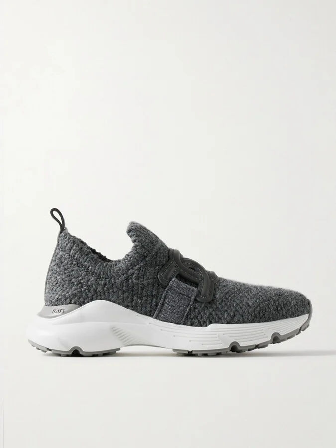 Tod's - Kate Rubber-trimmed Wool-blend Slip-on Sneakers - Gray