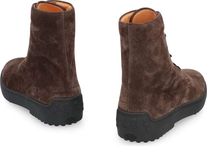 Tod'S Lace-Up Suede Ankle Boots - Image 4