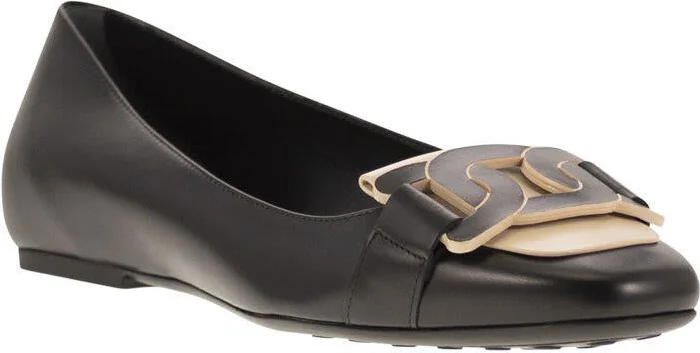 Tod'S Leather Ballerina With Chain - Image 2