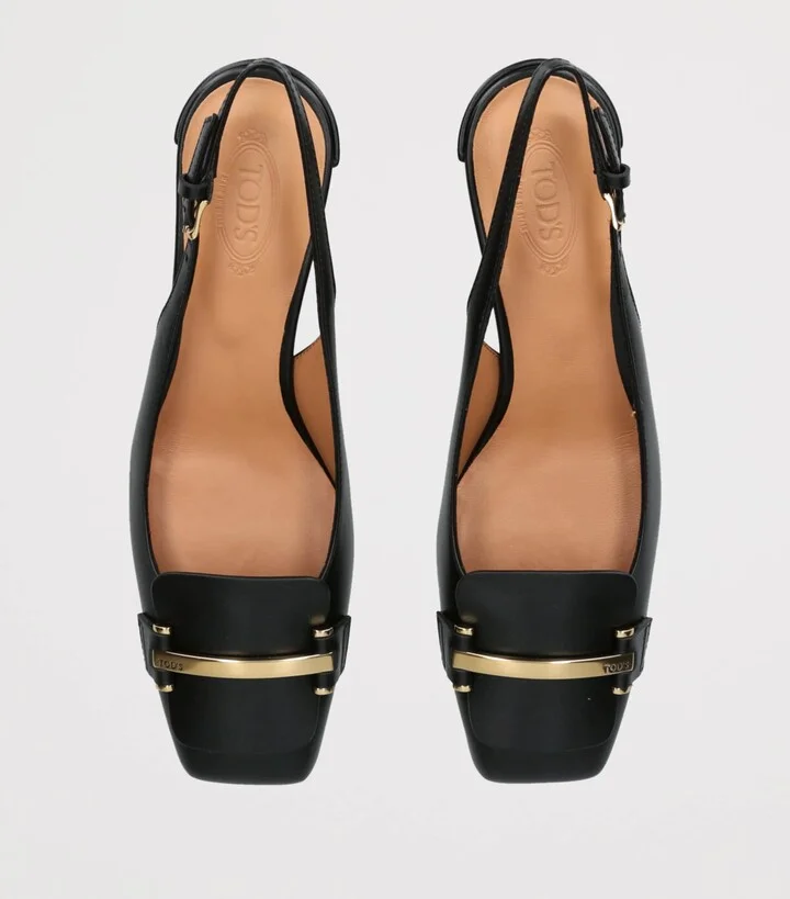 Tod's Leather Barretta Slingback Pumps 50 - Image 4