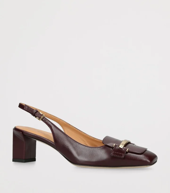 Tod's Leather Barretta Slingback Pumps 50 - Image 3