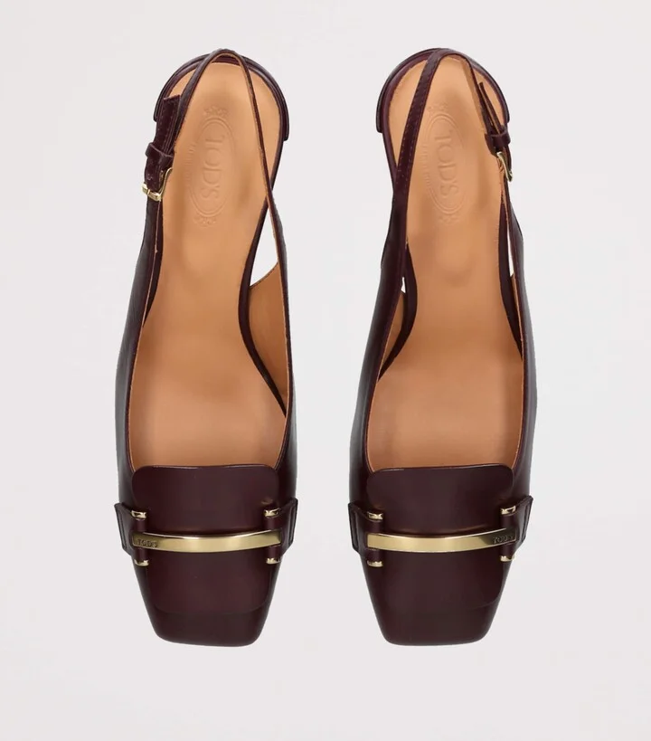 Tod's Leather Barretta Slingback Pumps 50 - Image 4