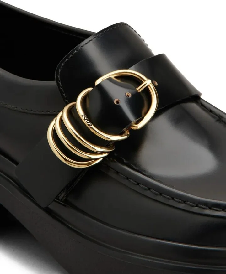 Tod'S Leather Chunky Loafers With Metal Buckle And Rings Shoes - Image 3