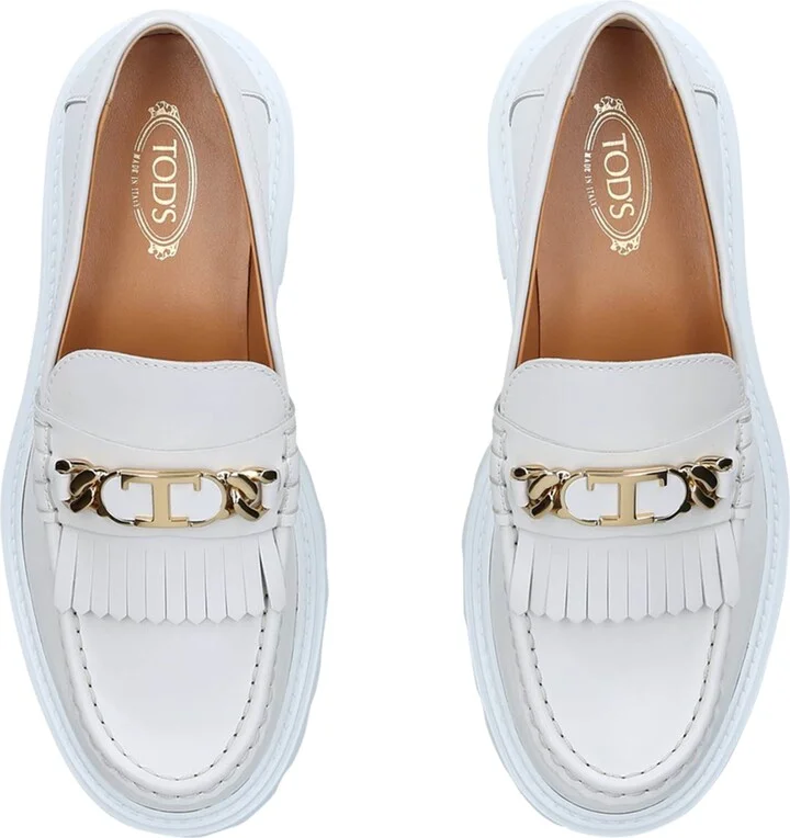 Tod's Leather Gomma Frangia Loafers - Image 4
