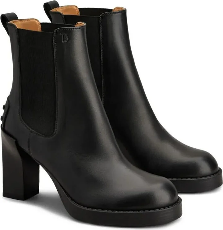 Tod'S Leather Heeled Chelsea Ankle Boots Shoes - Image 2