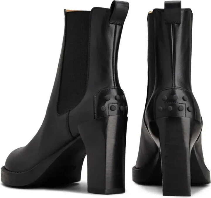 Tod'S Leather Heeled Chelsea Ankle Boots Shoes - Image 3