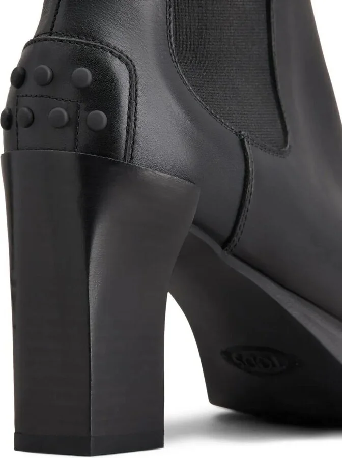 Tod'S Leather Heeled Chelsea Ankle Boots Shoes - Image 5