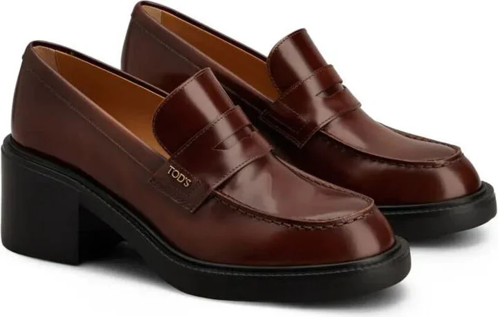 Tod'S Leather Heeled Penny Loafers Shoes - Image 2
