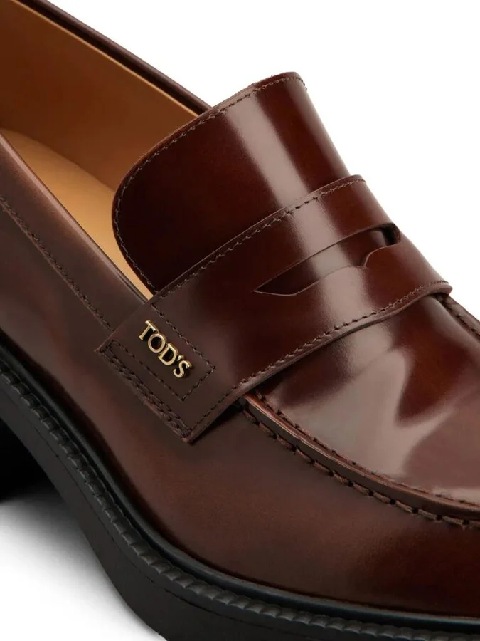 Tod'S Leather Heeled Penny Loafers Shoes - Image 5