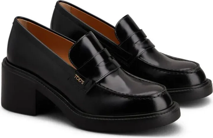 Tod'S Leather Heeled Penny Loafers Shoes - Image 2