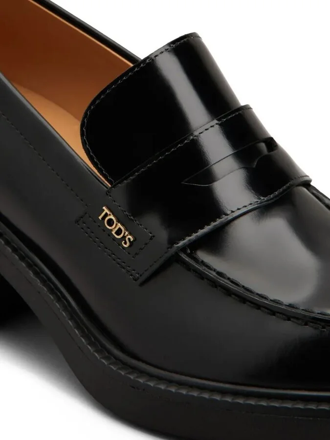 Tod'S Leather Heeled Penny Loafers Shoes - Image 3