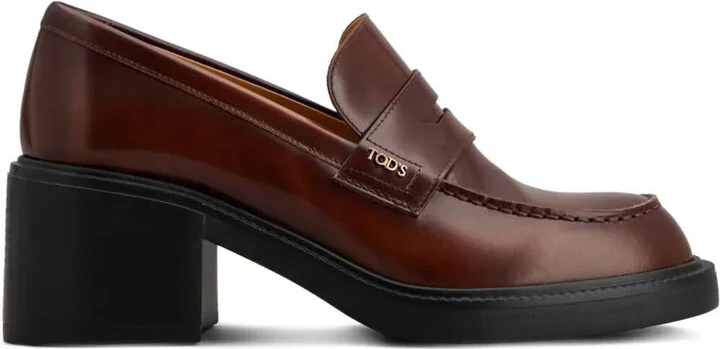 Tod'S Leather Heeled Penny Loafers Shoes