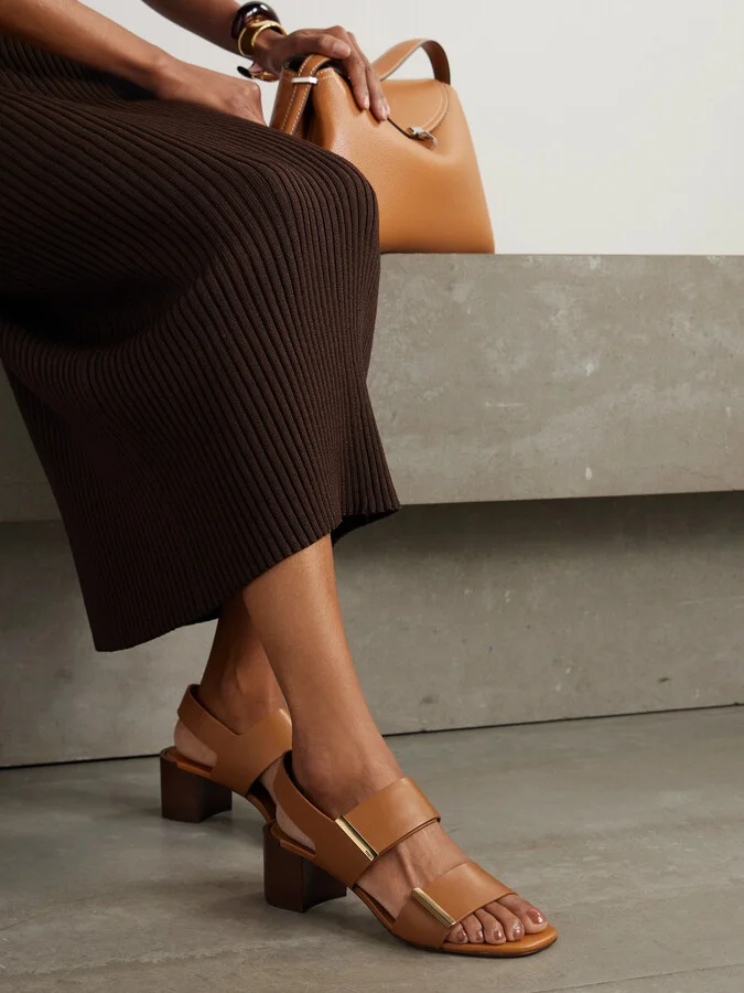 Tod's - Leather Slingback Sandals - Brown - Image 2