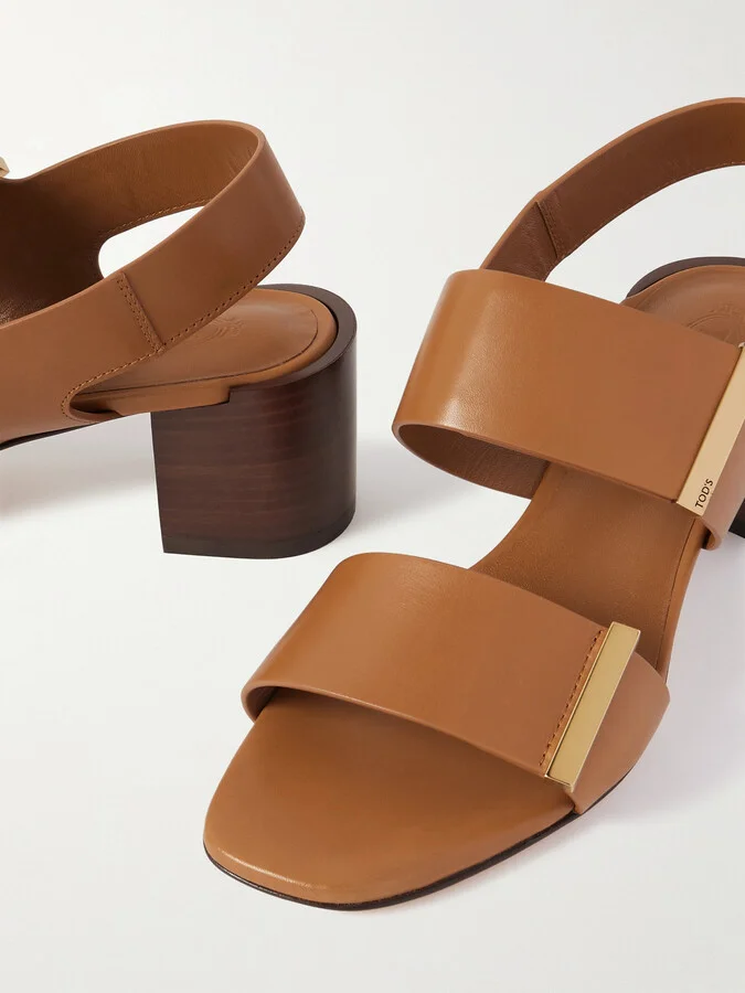 Tod's - Leather Slingback Sandals - Brown - Image 4