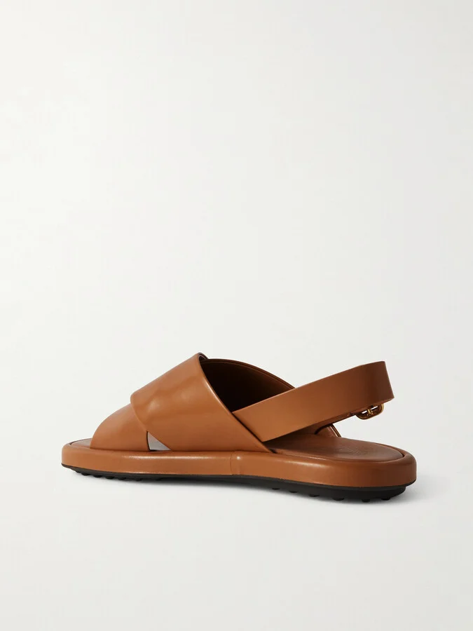 Tod's - Leather Slingback Sandals - Brown - Image 3