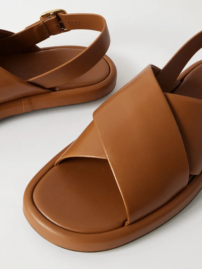 Tod's - Leather Slingback Sandals - Brown - Image 4