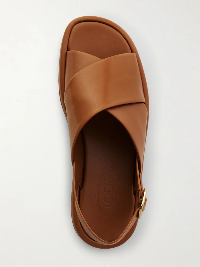 Tod's - Leather Slingback Sandals - Brown - Image 5