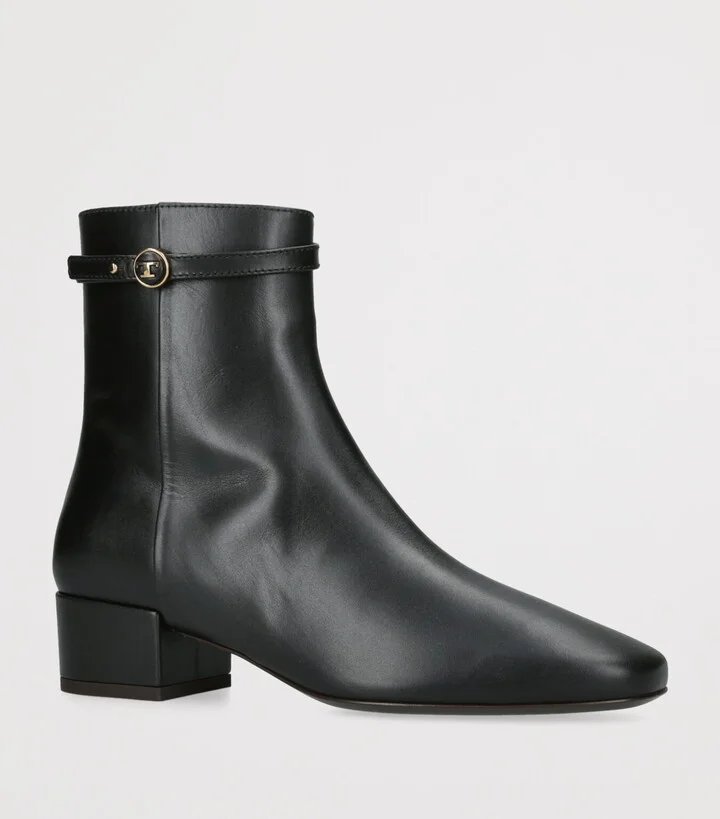 Tod's Leather Stivaletto Cuoio Ankle Boots 35 - Image 3