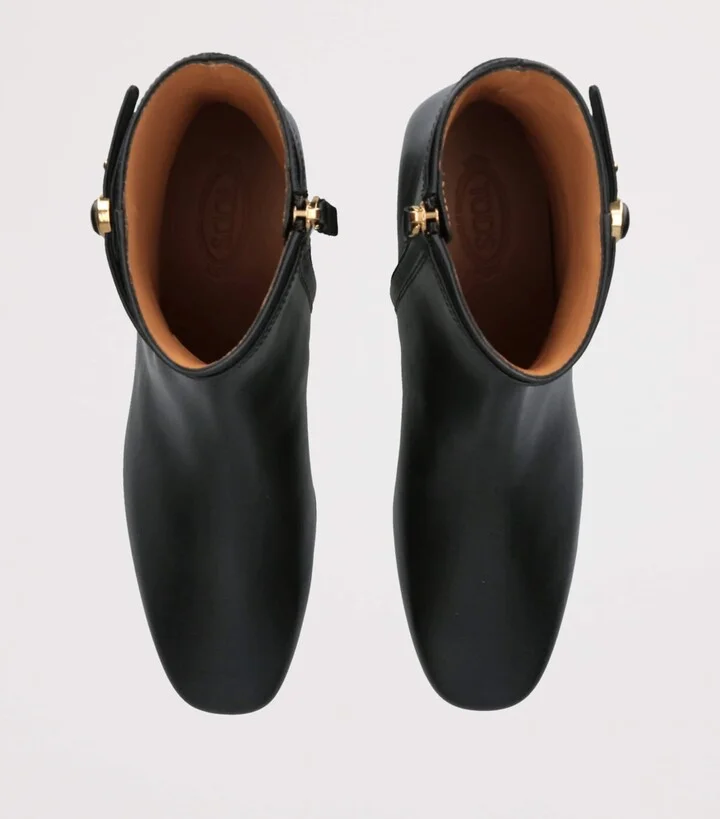 Tod's Leather Stivaletto Cuoio Ankle Boots 35 - Image 4
