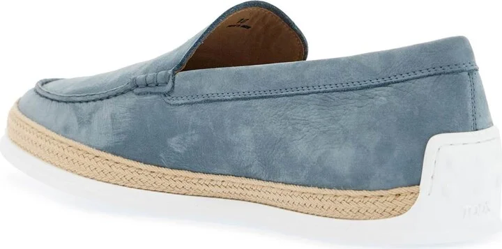 TOD'S light blue calfskin loafers with rubber and rope sole - Image 2