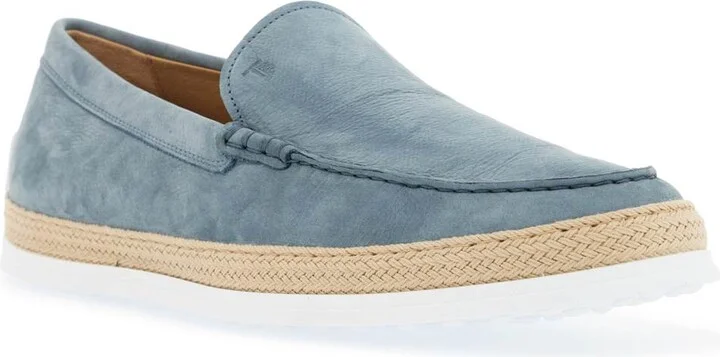 TOD'S light blue calfskin loafers with rubber and rope sole - Image 4