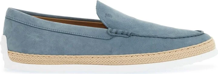 TOD'S light blue calfskin loafers with rubber and rope sole