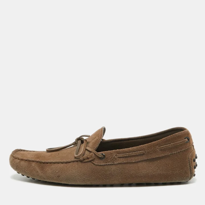 Tod's Light Brown Suede Bow Loafers Size 44.5