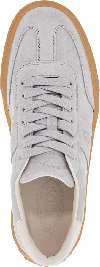 TOD'S light grey suede casual lace-up shoes for men - Image 3