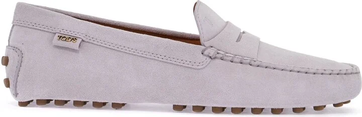 TOD'S light grey suede leather driving moccasin