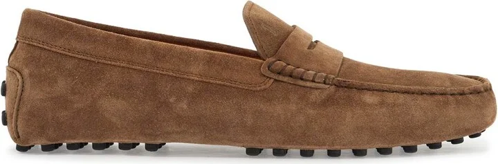 TOD'S light walnut leather driving moccasin