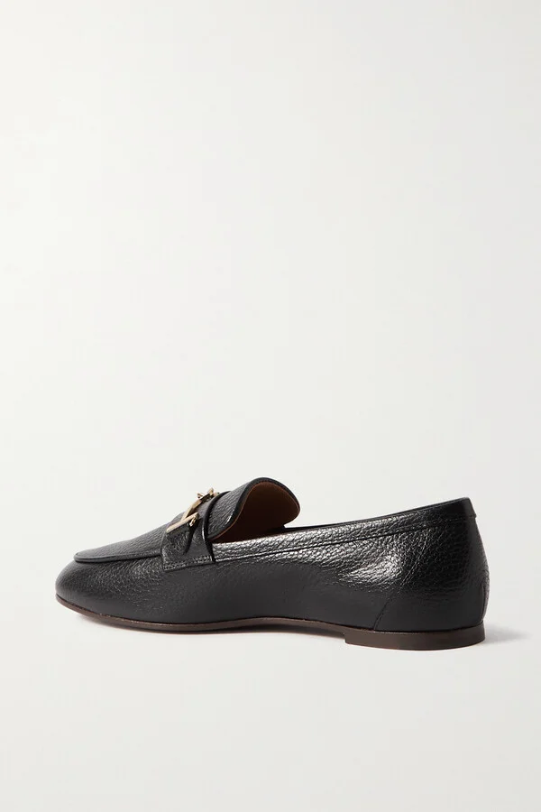 Tod's - Logo-embellished Textured-leather Loafers - Black - Image 3