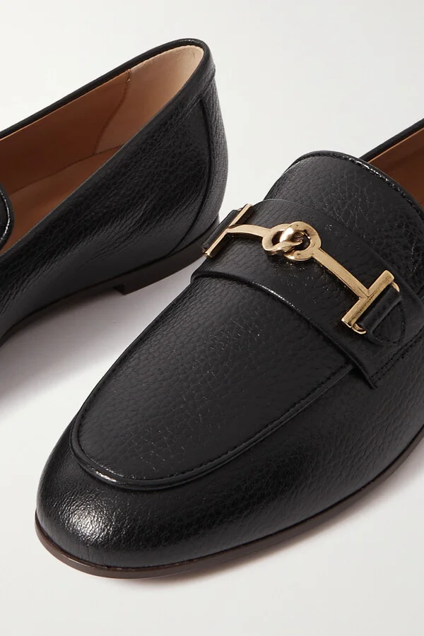 Tod's - Logo-embellished Textured-leather Loafers - Black - Image 4