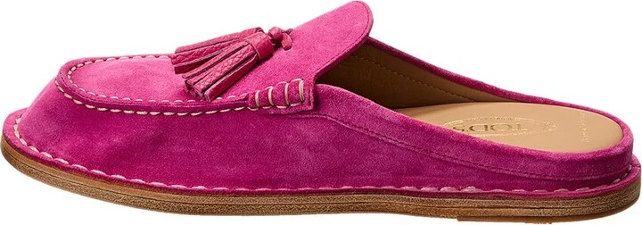 Tods Logo Fringed Suede Mule - Image 2