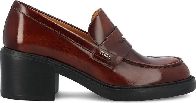 Tod's Logo Plaque Heeled Loafers