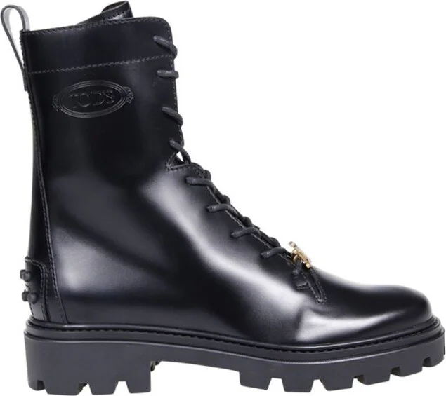 Tod's Logo Plaque Lace-Up Boots