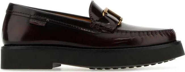 Tod's Logo Plaque Round Toe Loafers