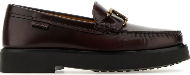 Tod's Logo Plaque Round Toe Loafers