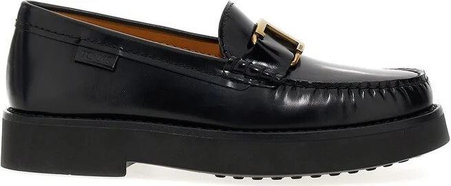 Tod's Logo Plaque Round Toe Loafers