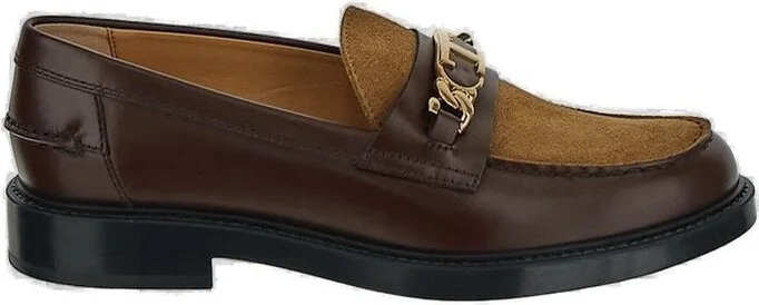 Tod's Logo Plaque Round Toe Loafers