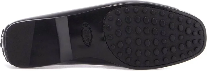 TOD'S men's black calfskin loafers with elegant insert and rubber sole - Image 5