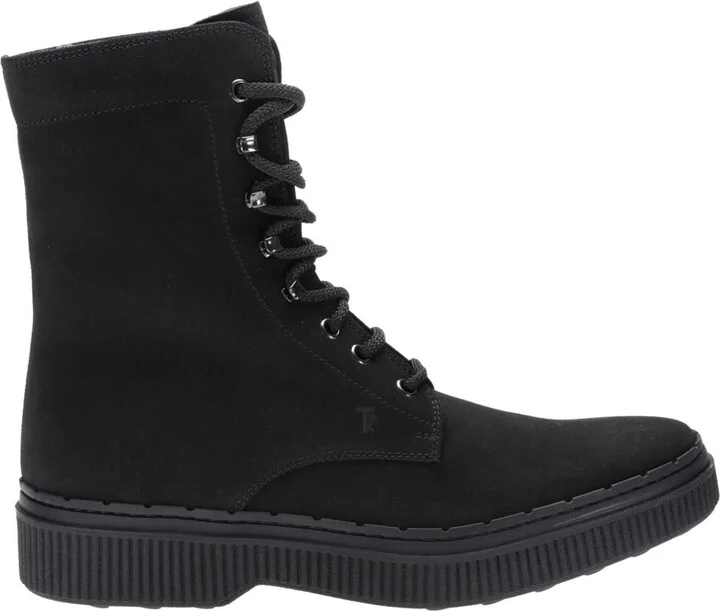 Tods Men's Black Suede Lace-Up Stivaletto Gomma Ankle Boots